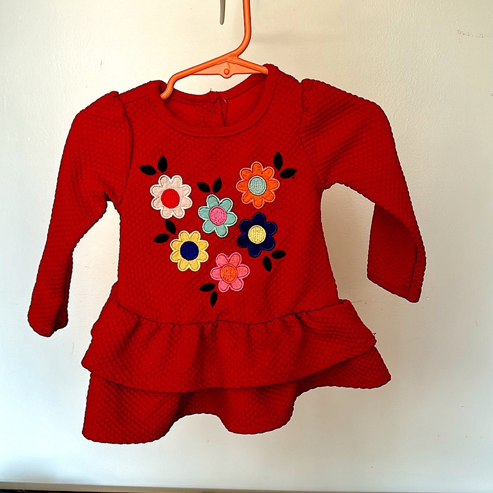 red embroidered top 12 months